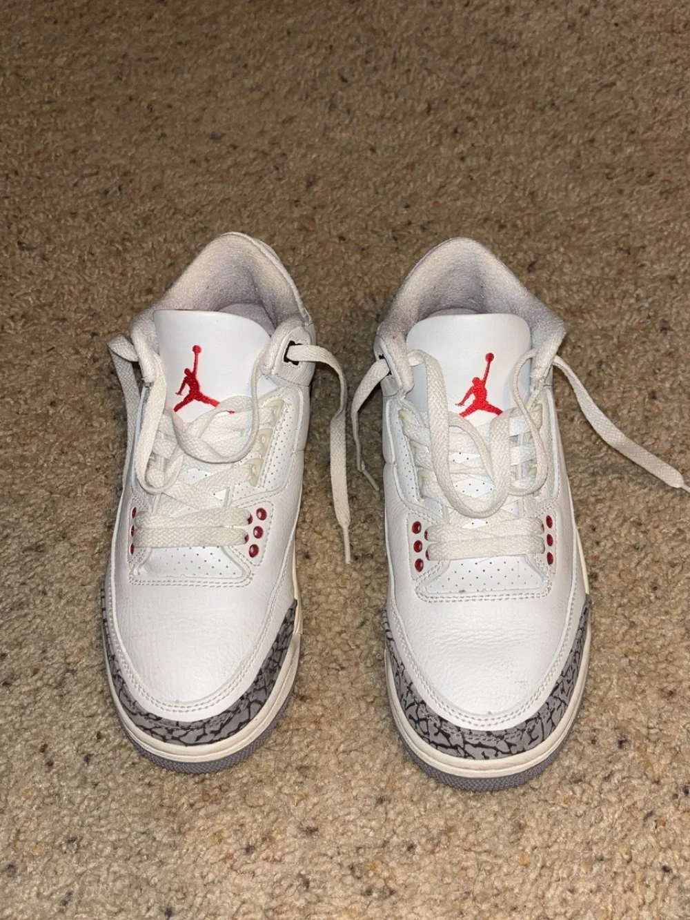 Jordan Mens White and Red Retro Sneakers with Elephant Print